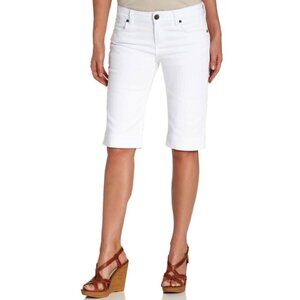 KUT From The Kloth (NWOT) Long Bermuda Shorts Size 4 White Stretchy Cotton Sz 4